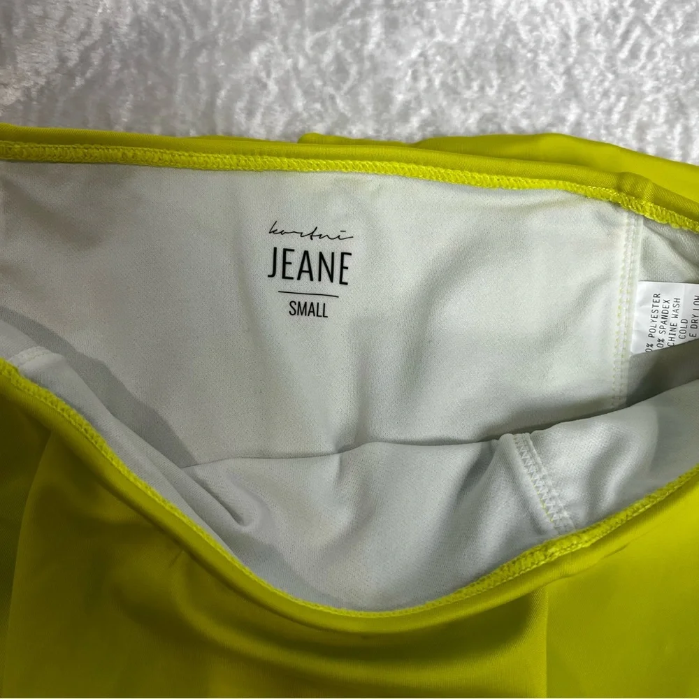 Kortni Jeane Neon Green/ Yellow High-Waisted Bikini Bottoms size Small-NWT